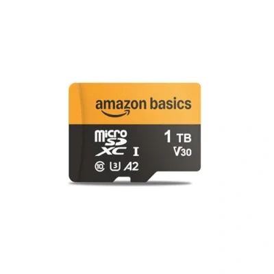 Abbildung von Amazon Basics 1 TB microSDXC Karte mit Adapter, Lesegeschwindigkeit bis zu 200 MB/s, 1er Pack