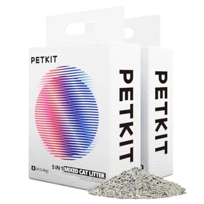 Abbildung von PETKIT 5 in 1 Gemischtes Katzenstreu, Spülbar, Geruchsfrei, Aktivkohle, Extrem Saugfähig und Schnell Trocknend Tofu Katzenstreu(Zwei Taschen)