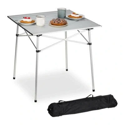 Abbildung von Relaxdays Klapptisch, klappbarer Camping Tisch, HBT: 70 x cm, Aluminium, Faltbarer Multifunktionstisch, Silber