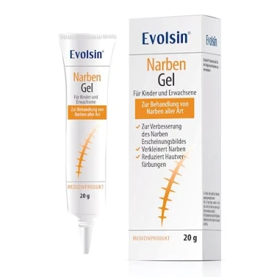 Abbildung von Evolsin® Narbengel für Kinder &amp; Erwachsene Narbensalbe reduziert die Sichtbarkeit von Narben und verringert Gewebespannung Juckreiz Narbencreme aller Art (20 g)