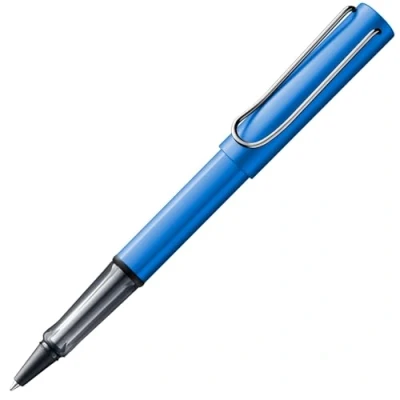 Abbildung von Lamy AL star oceanblue Tintenroller leichter Stift mit transparenten, ergonomischen Griff &amp; Strichbreite M Gehäuse aus Aluminium Tintenrollermine 63 in schwarz