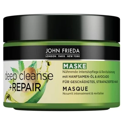 Abbildung von John Frieda Deep Cleanse &amp; Repair Maske / Kur Inhalt: 250 ml Mit Hanfsamen Öl + nährender Avocado Beruhigende Haarmaske für strapaziertes Haar
