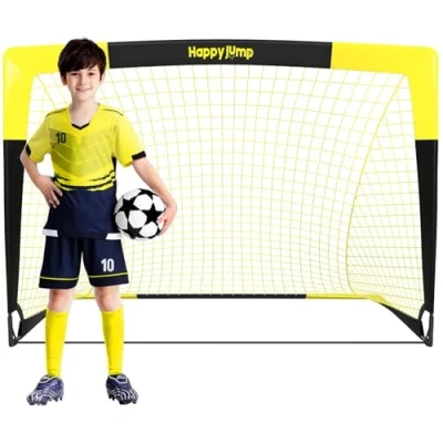 Abbildung von Happy Jump Fussballtor Pop Up Fussballtore für Kinder Garten Fussball Tor Football Ball Tore x1 (4&#039;x3&#039;, schwarz+gelb)