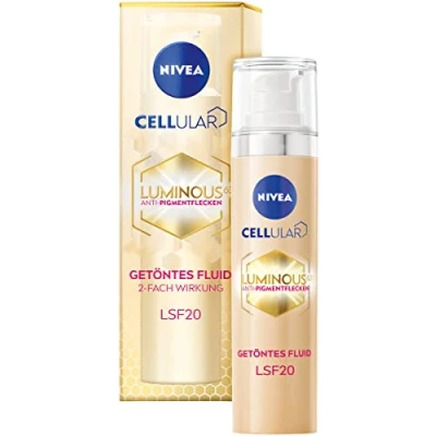 Abbildung von NIVEA Cellular Luminous 630 Anti Pigmentflecken Getöntes Fluid LSF20 (40 ml), Gesichtspflege gegen und Altersflecken, feuchtigkeitsspendendes mit Hyaluron