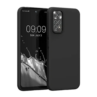 Abbildung von kwmobile Hülle kompatibel mit Xiaomi Redmi Note 11 / 11S weiches TPU Silikon Case Cover geeignet für kabelloses Laden Schwarz matt