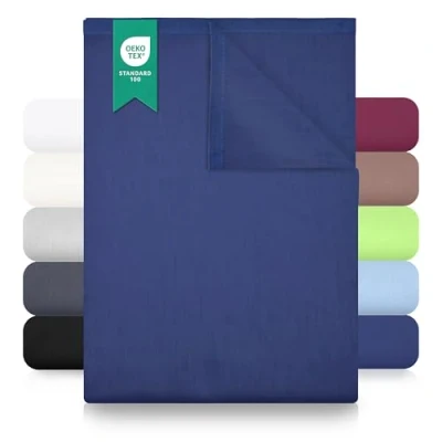 Abbildung von GREEN MARK Textilien Klassische Bettlaken Betttuch Laken Leintuch Haustuch 100% Baumwolle ohne Gummizug vielen Größen und Farben Größe:180x275 cm, Navy blau…
