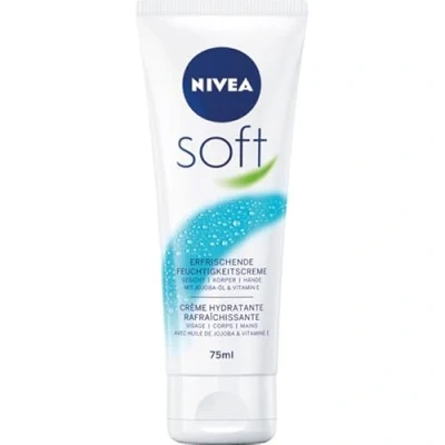 Abbildung von NIVEA Soft Erfrischende Feuchtigkeitscreme, leichte Creme mit Vitamin E und 100% natürlichem Jojoba Öl, schnell einziehende Hautcreme für intensive Feuchtigkeit (75 ml)