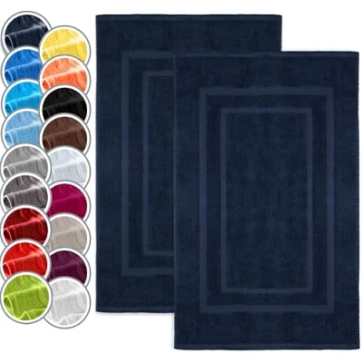 Abbildung von NatureMark 2er Pack Badvorleger Premium Qualität 100% Baumwolle 50 x 80 cm Duschvorleger Duschmatte Doppelpack Farbe: Navy blau