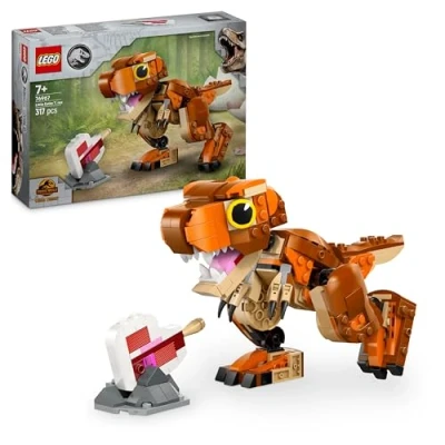 Abbildung von LEGO Jurassic World Little Eatie: T.Rex, Bauspielzeug für Jungen und Mädchen ab 7 Jahren, Bauset mit Dinosaurier, Geschenk Kinder, Modell beweglichem Maul, Kopf Schwanz 76967