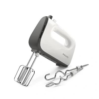 Abbildung von Philips Handmixer, 450 W, 5 Geschwindigkeiten plus Turbo, weiß/grau (HR3741/00)
