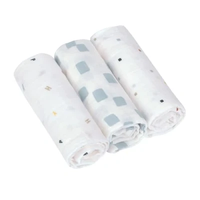Abbildung von LÄSSIG Baby Puckdecke Spuckdecke Pucktuch Mulltuch 3er Set Baumwolle 60 x cm/Swaddle &amp; Burp Blanket M Happy Fruits blue