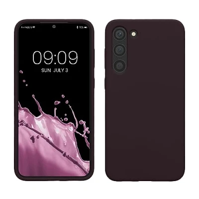 Abbildung von kwmobile Hülle kompatibel mit Samsung Galaxy S23 Plus dünnes Silikon Handy Case stoßfeste Handyhülle weiche Oberfläche Kabelloses Laden Brombeere