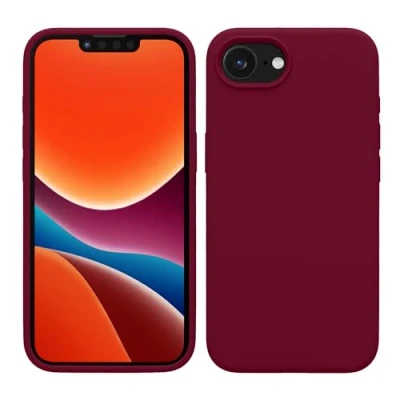 Abbildung von kwmobile Handyhülle für iPhone 16e Hülle, Case Hülle Silikon kabelloses Laden Rhabarber Rot