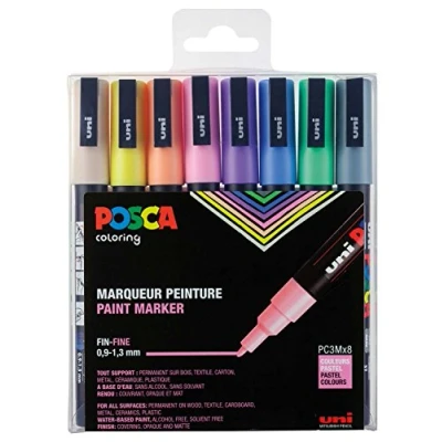 Abbildung von uni ball POSCA (186509) Marker mit feiner Rundspitze, 8er Set, pastell