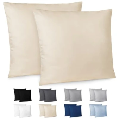 Abbildung von Dreamzie Kissenbezug 80x80 2er Set Kopfkissenbezug Beige mit Reißverschluss aus Mikrofaser Weich, cm Pillow Cover