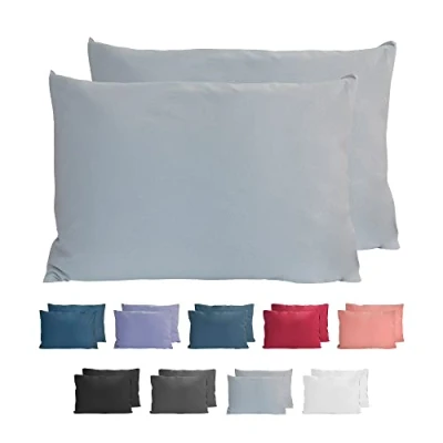 Abbildung von Komfortec 100% Baumwolle Kissenbezüge 2er Set 40x60 cm, Superweicher Premium Jersey Kopfkissenbezug 150 g/m², Kissenhülle, Grau