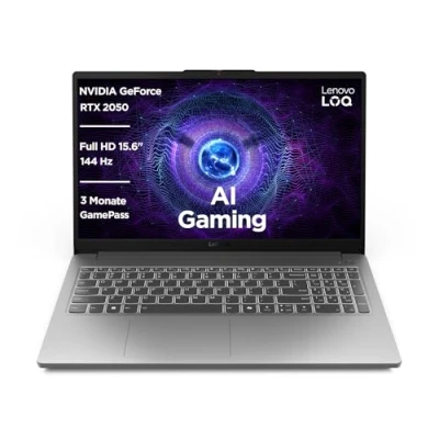 Abbildung von Lenovo LOQ Gaming Laptop 15,6&quot; Full HD 16:9 Display 144Hz Intel Core i5 12450HX 16GB RAM 512GB SSD NVIDIA GeForce RTX2050 TGP 65W G Sync QWERTZ grau AI Chip LA1