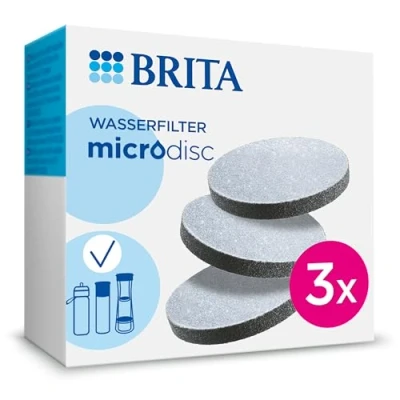 Abbildung von BRITA Wasserfilter MicroDisc 3er Pack Ersatz Filter für alle Karaffen &amp; Wasserflaschen mit Filter, reduziert PFAS, Chlor, Mikropartikel, andere geschmacksstörende Stoffe im Trinkwasser