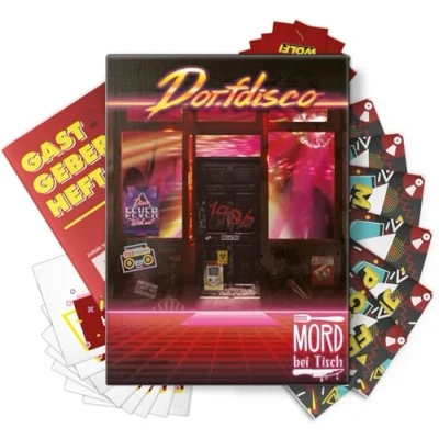 Abbildung von Mord bei Tisch Krimidinner für Zuhause 4 bis 6 Personen Der Dorfdisco Fall Das Krimi Spiel ab 16 Jahren Ideal als Dinner eine mörderische Dinnerparty