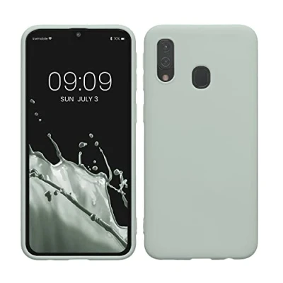 Abbildung von kwmobile Hülle kompatibel mit Samsung Galaxy A40 weiches TPU Silikon Case Cover geeignet für kabelloses Laden Cool Mint