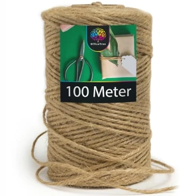 Abbildung von OfficeTree 100m Jutegarn 2mm Bastelschnur Kordel Natur Paketschnur Naturfaser Juteschnur Juteband für Gartenbedarf zum Geschenk verpacken Dekoration Jute Schnur basteln Twine