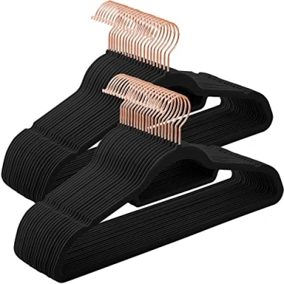 Abbildung von SONGMICS Kleiderbügel, Rosegold / Schwarz, 50 Stück