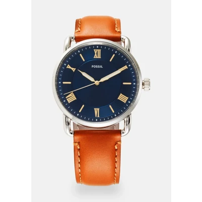 Abbildung von Fossil Copeland uhr für Herren, Quarzwerk mit Edelstahl oder Lederarmband, Blau, 42MM