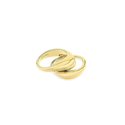 Abbildung von Calvin Klein Elongated Drops Ring goldcoloured, Damen, Größe: 56, Gold coloured