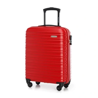 Abbildung von WITTCHEN Reisekoffer Handgepäck Kabinengepäck Rollkoffer Kabinenkoffer Kleiner Koffer Trolley Hartschale aus ABS mit 4 Spinner Rollen Zahlenschloss Teleskopgriff Groove Line Größe S rot