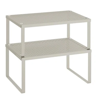 Abbildung von SONGMICS Gewürzregal, 2er Set, Küchenregal, Küchen Organizer, Küche, Gewürzhalter, erweiterbar, stapelbar, kleines Regal, Metall, haferflockenbeige KCS001K01