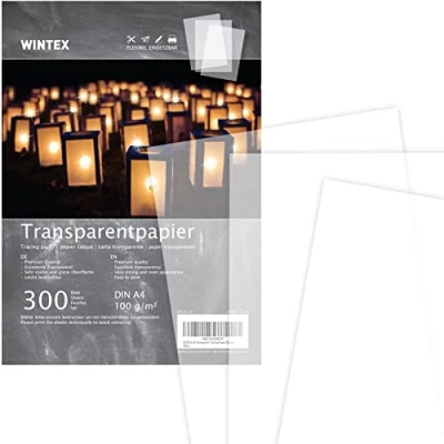 Abbildung von WINTEX 300 Blatt Transparentpapier DIN A4 100 g/qm Schnittmusterpapier weiß bedruckbar Pergamentpapier Architektenpapier zum drucken Pauspapier bedrucken Tracing Paper