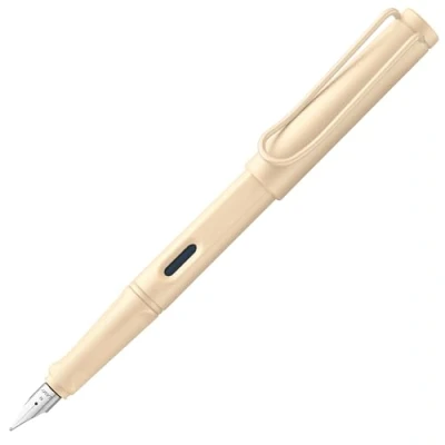 Abbildung von Lamy safari cream Füller Füllhalter mit ergonomischem Griff &amp; polierter Stahlfeder in Strichbreite M robuster ASA Kunststoff inkl. Tintenpatrone T 10 blau Rechtshänder