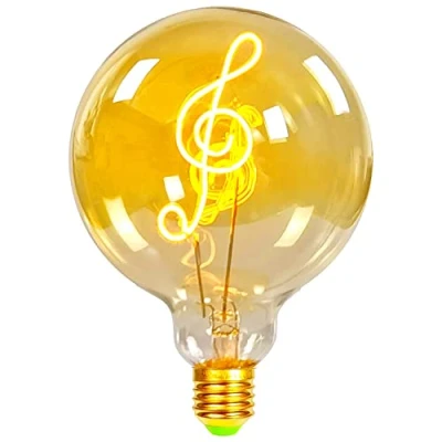 Abbildung von TIANFAN Vintage Glühbirnen, LED Glühbirne, 4 W, dimmbar, Liebes /Heim Buchstabe, dekorative 220/240 V, E27, Tischlampe (Musik)
