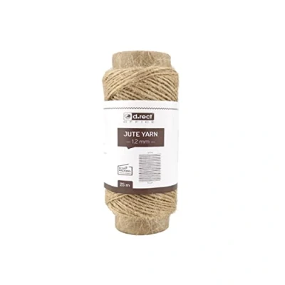 Abbildung von D.RECT 25m Jute Schnur Natur Braun Kordel Packschnur Geschenk Band Bastelschnur Dekokordel 1.2mm Dicke Für: Verpackung,DIY Kunst Handwerk,Floristik,Dekoration