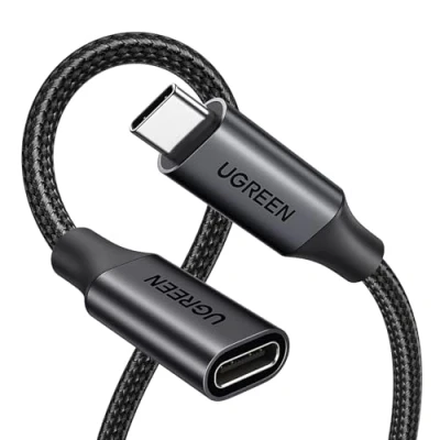 Abbildung von UGREEN USB C Verlängerung 10 Gbps 3.2, Verlängerungskabel 100W/4K 60Hz kompatibel mit iPhone 16/15, M3 MacBook Pro/Air, iPad Air 2024, Galaxy S24 Ultra Switch Konsolen usw. (Schwarz, 1m)