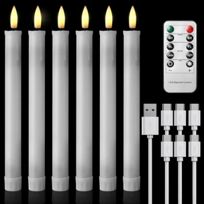 Abbildung von EXTSUD 6er LED Stabkerzen Wiederaufladbare mit Timer und Fernbedienung Weicher Silikon Wachskern,Einzigartiges Tränen Design Kerzen für Zimmer Hochzeit Esstisch Gartenparty