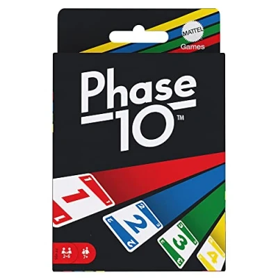 Abbildung von Mattel Games Phase 10 Kartenspiel für die Familie, Deutsche Version, von den UNO Machern, Rommé ähnlich, Perfekt als Kinderspiel, Reisespiel oder Spiel Erwachsene, 2 6 Spieler, FPW38