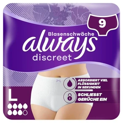 Abbildung von Always Discreet Inkontinenz Höschen Für Frauen, L, 9 Stück