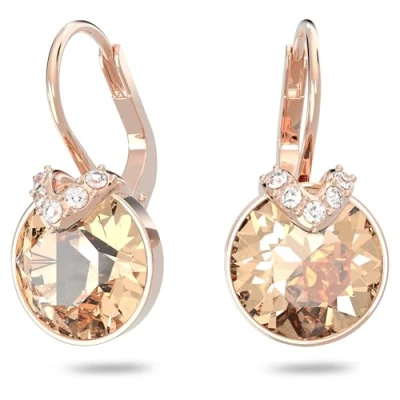 Abbildung von Swarovski Bella V Drop Ohrhänger, Rundschliff, Goldfarben, Roségold Legierungsschicht