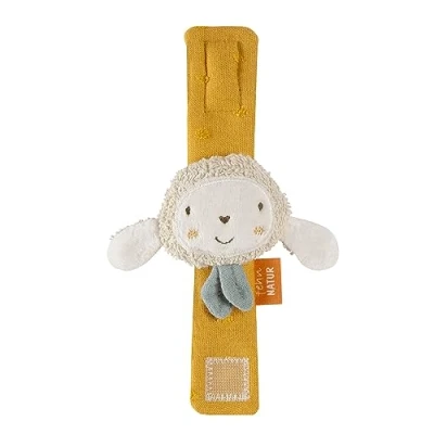 Abbildung von Fehn Rasselarmband Baby fehnNatur Spielzeug Schaf Motorikspielzeug Greifling zum Rasseln, Fühlen Kuscheltier Babyspielzeug mit Bio Baumwolle für Babys und Kleinkinder ab 0+ Monaten