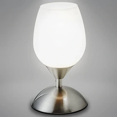 Abbildung von B.K.Licht Nachttischlampe Touch Dimmbar in 3 Stufen, E14 Fassung, Tulpe Glas weiss, Tischlampe, Lampe, Nachttischleuchte, Tischleuchte, Bürolampe, Leselampe, Leselicht