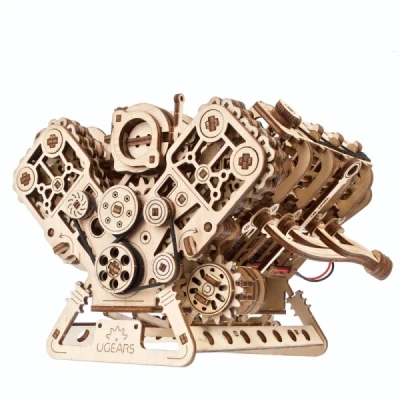 Abbildung von UGEARS V8 Motor Modellbausatz Fortgeschrittenes 3D Holzpuzzle für Erwachsene DIY Kits als Geschenk Ingenieure Puzzle Motorbausatz Vatertag, Geburtstage, Weihnachten 776 Teile