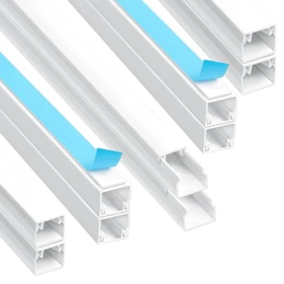 Abbildung von AiQInu Kabelkanal Weiß Selbstklebend(0,4m*12mm*12mm), 10 Stück mit Schaumstoffband bereit, Montage an der Wand für Kabelmanagement Kabelkanal, Kabelführung