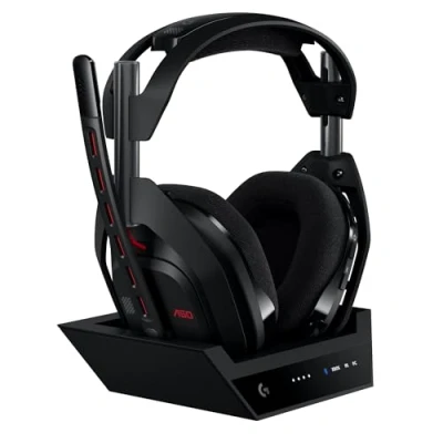 Abbildung von Logitech G Astro A50 LIGHTSPEED kabellose Gaming Headset + Basisstation (Gen 5), PRO GRAPHENE, 3 System Umschaltung, USB C für Xbox, PS5, PC/Mac oder Nintendo Switch, Bluetooth Schwarz