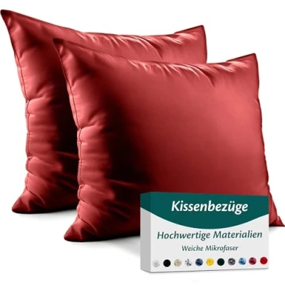Abbildung von Kissenbezug 65x65 Mikrofaser Premium 2er Set Kissenhülle Deko für Kissen Sofa/Bett Stoff Superweicher Resistent Hypoallergen Anti Milben Atmungsaktiv Kopfkissenbezug mit Verdecktem Zip Voll Waschbar