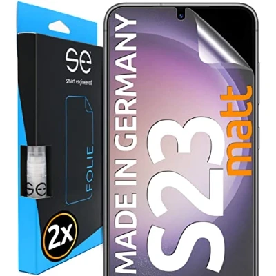 Abbildung von S.E für Samsung Galaxy S23 Folie, matt entspiegelt, 2x Full Screen, Positionierhilfe, Schutzfolie, matte Displayfolie, Schutzfolie aus Deutschland