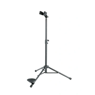 Abbildung von K&amp;M 150/1 Fagottständer Schwarz Stahl variable Breite große Auflageschale Höhe bis 120cm flexibel verstellbar