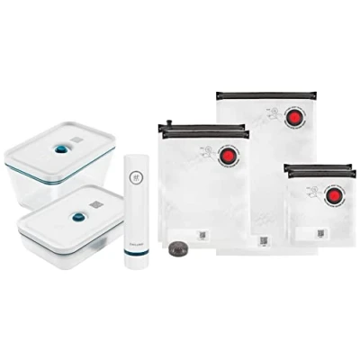 Abbildung von ZWILLING Fresh &amp; Save Vakuum Starterset, Glas, 8 teilig, inkl. Dose, Pumpe und Beutel, La Mer