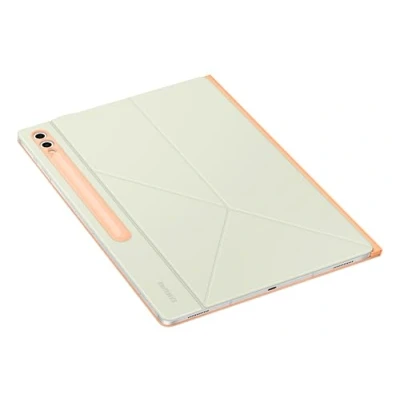 Abbildung von Samsung Smart Book Cover EF BX910 für das Galaxy Tab S10 Ultra, S9 Zweiteilige Tablet Hülle, schlank, leicht, praktische Aufstellmöglichkeiten, integrierte S Pen Aufbewahrung, Orange