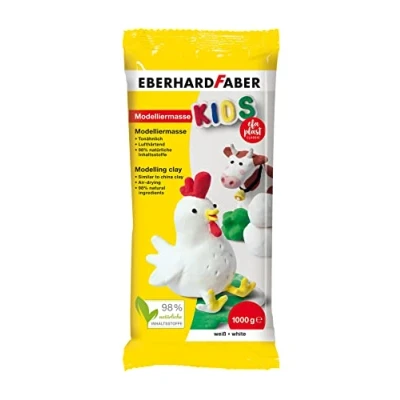 Abbildung von Eberhard Faber 570102 Modelliermasse lufttrocknend weiß, 1 kg EFA Plast Kids tonbasiert